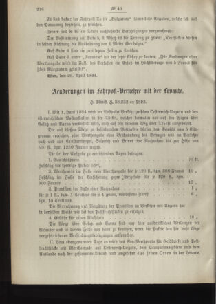 Post- und Telegraphen-Verordnungsblatt für das Verwaltungsgebiet des K.-K. Handelsministeriums 18940509 Seite: 2