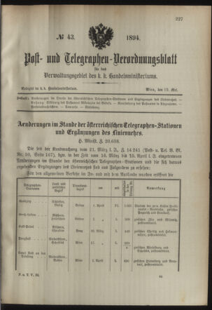 Post- und Telegraphen-Verordnungsblatt für das Verwaltungsgebiet des K.-K. Handelsministeriums