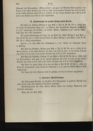 Post- und Telegraphen-Verordnungsblatt für das Verwaltungsgebiet des K.-K. Handelsministeriums 18940525 Seite: 2