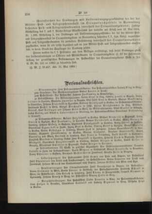 Post- und Telegraphen-Verordnungsblatt für das Verwaltungsgebiet des K.-K. Handelsministeriums 18940611 Seite: 2