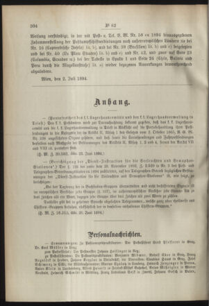 Post- und Telegraphen-Verordnungsblatt für das Verwaltungsgebiet des K.-K. Handelsministeriums 18940709 Seite: 2