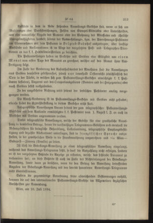 Post- und Telegraphen-Verordnungsblatt für das Verwaltungsgebiet des K.-K. Handelsministeriums 18940714 Seite: 3