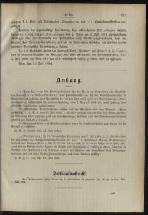 Post- und Telegraphen-Verordnungsblatt für das Verwaltungsgebiet des K.-K. Handelsministeriums 18940718 Seite: 3