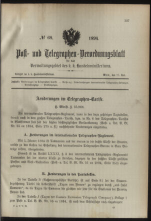 Post- und Telegraphen-Verordnungsblatt für das Verwaltungsgebiet des K.-K. Handelsministeriums