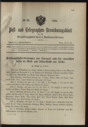 Post- und Telegraphen-Verordnungsblatt für das Verwaltungsgebiet des K.-K. Handelsministeriums