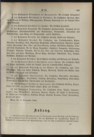 Post- und Telegraphen-Verordnungsblatt für das Verwaltungsgebiet des K.-K. Handelsministeriums 18940927 Seite: 3