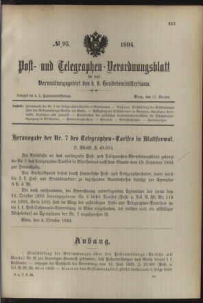 Post- und Telegraphen-Verordnungsblatt für das Verwaltungsgebiet des K.-K. Handelsministeriums