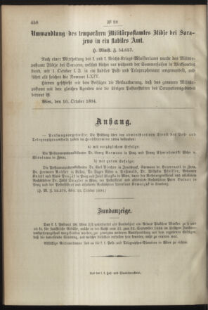 Post- und Telegraphen-Verordnungsblatt für das Verwaltungsgebiet des K.-K. Handelsministeriums 18941022 Seite: 4