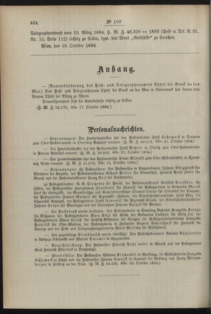 Post- und Telegraphen-Verordnungsblatt für das Verwaltungsgebiet des K.-K. Handelsministeriums 18941026 Seite: 2