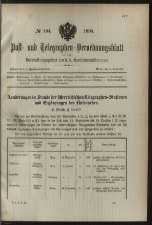 Post- und Telegraphen-Verordnungsblatt für das Verwaltungsgebiet des K.-K. Handelsministeriums