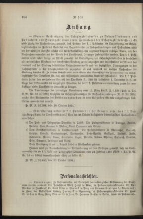 Post- und Telegraphen-Verordnungsblatt für das Verwaltungsgebiet des K.-K. Handelsministeriums 18941108 Seite: 2