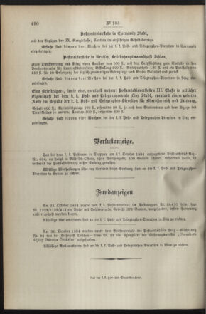 Post- und Telegraphen-Verordnungsblatt für das Verwaltungsgebiet des K.-K. Handelsministeriums 18941112 Seite: 4