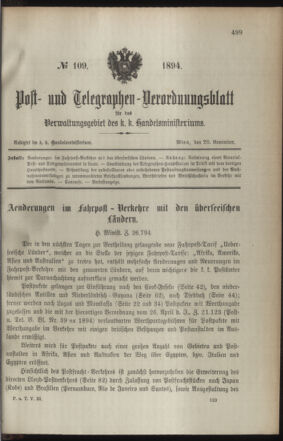 Post- und Telegraphen-Verordnungsblatt für das Verwaltungsgebiet des K.-K. Handelsministeriums