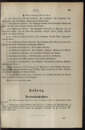 Post- und Telegraphen-Verordnungsblatt für das Verwaltungsgebiet des K.-K. Handelsministeriums 18941124 Seite: 3