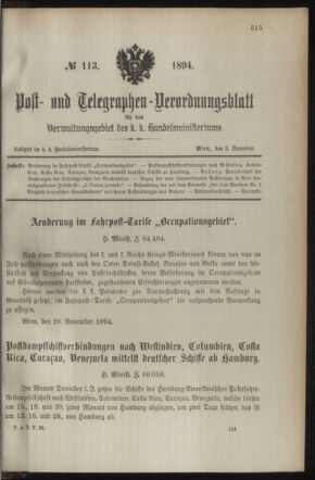 Post- und Telegraphen-Verordnungsblatt für das Verwaltungsgebiet des K.-K. Handelsministeriums