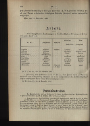 Post- und Telegraphen-Verordnungsblatt für das Verwaltungsgebiet des K.-K. Handelsministeriums 18941217 Seite: 2