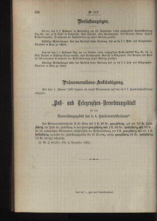 Post- und Telegraphen-Verordnungsblatt für das Verwaltungsgebiet des K.-K. Handelsministeriums 18941217 Seite: 4