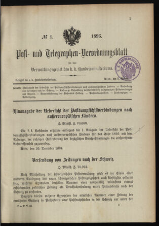 Post- und Telegraphen-Verordnungsblatt für das Verwaltungsgebiet des K.-K. Handelsministeriums