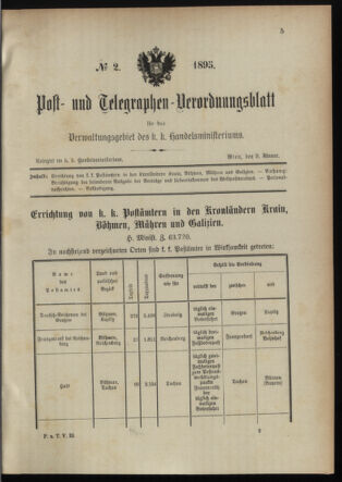 Post- und Telegraphen-Verordnungsblatt für das Verwaltungsgebiet des K.-K. Handelsministeriums