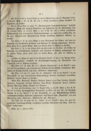 Post- und Telegraphen-Verordnungsblatt für das Verwaltungsgebiet des K.-K. Handelsministeriums 18950111 Seite: 3