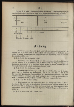 Post- und Telegraphen-Verordnungsblatt für das Verwaltungsgebiet des K.-K. Handelsministeriums 18950114 Seite: 2