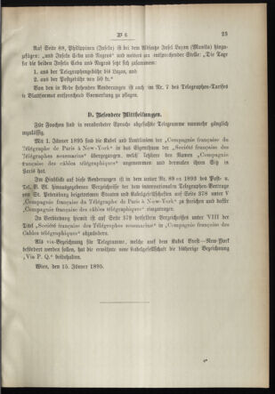 Post- und Telegraphen-Verordnungsblatt für das Verwaltungsgebiet des K.-K. Handelsministeriums 18950123 Seite: 3