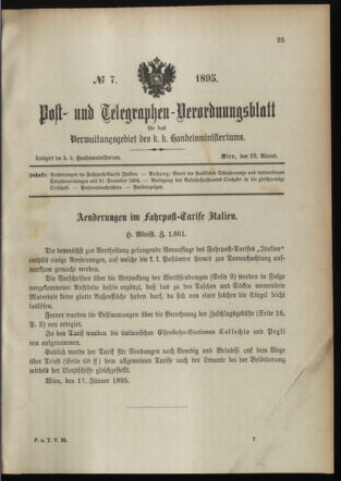 Post- und Telegraphen-Verordnungsblatt für das Verwaltungsgebiet des K.-K. Handelsministeriums