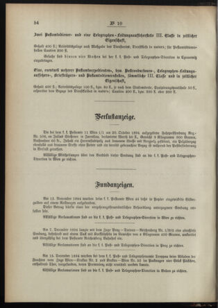 Post- und Telegraphen-Verordnungsblatt für das Verwaltungsgebiet des K.-K. Handelsministeriums 18950212 Seite: 6