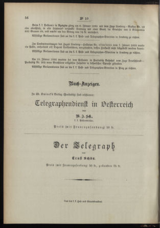 Post- und Telegraphen-Verordnungsblatt für das Verwaltungsgebiet des K.-K. Handelsministeriums 18950212 Seite: 8