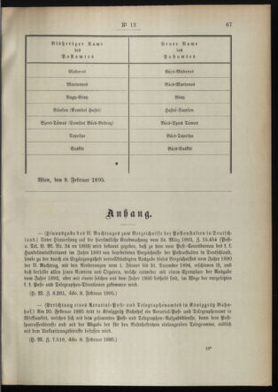 Post- und Telegraphen-Verordnungsblatt für das Verwaltungsgebiet des K.-K. Handelsministeriums 18950218 Seite: 3