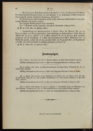 Post- und Telegraphen-Verordnungsblatt für das Verwaltungsgebiet des K.-K. Handelsministeriums 18950218 Seite: 4