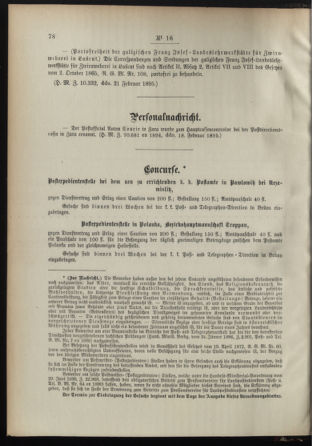 Post- und Telegraphen-Verordnungsblatt für das Verwaltungsgebiet des K.-K. Handelsministeriums 18950226 Seite: 2