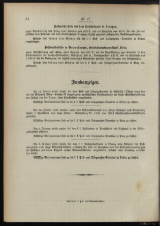 Post- und Telegraphen-Verordnungsblatt für das Verwaltungsgebiet des K.-K. Handelsministeriums 18950227 Seite: 4