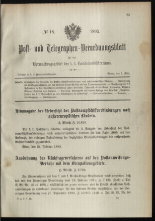 Post- und Telegraphen-Verordnungsblatt für das Verwaltungsgebiet des K.-K. Handelsministeriums