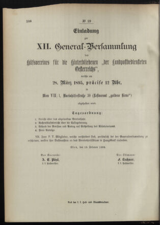 Post- und Telegraphen-Verordnungsblatt für das Verwaltungsgebiet des K.-K. Handelsministeriums 18950305 Seite: 8