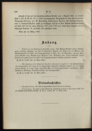 Post- und Telegraphen-Verordnungsblatt für das Verwaltungsgebiet des K.-K. Handelsministeriums 18950320 Seite: 2