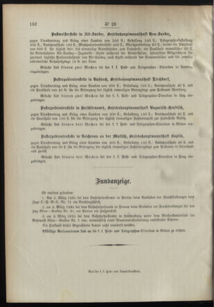 Post- und Telegraphen-Verordnungsblatt für das Verwaltungsgebiet des K.-K. Handelsministeriums 18950323 Seite: 4