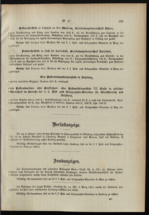 Post- und Telegraphen-Verordnungsblatt für das Verwaltungsgebiet des K.-K. Handelsministeriums 18950422 Seite: 3