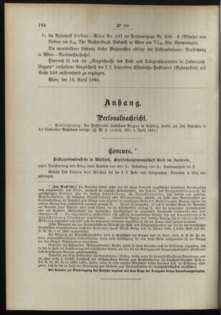 Post- und Telegraphen-Verordnungsblatt für das Verwaltungsgebiet des K.-K. Handelsministeriums 18950424 Seite: 2