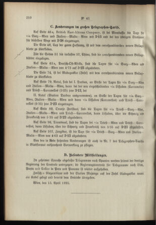 Post- und Telegraphen-Verordnungsblatt für das Verwaltungsgebiet des K.-K. Handelsministeriums 18950502 Seite: 2