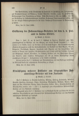 Post- und Telegraphen-Verordnungsblatt für das Verwaltungsgebiet des K.-K. Handelsministeriums 18950624 Seite: 2