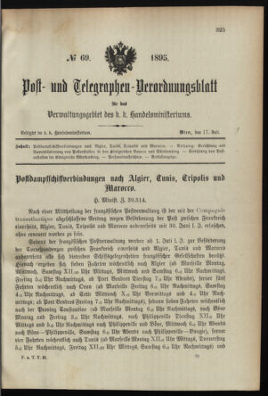 Post- und Telegraphen-Verordnungsblatt für das Verwaltungsgebiet des K.-K. Handelsministeriums 18950717 Seite: 1