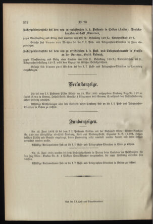 Post- und Telegraphen-Verordnungsblatt für das Verwaltungsgebiet des K.-K. Handelsministeriums 18950718 Seite: 4