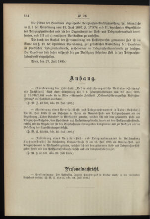 Post- und Telegraphen-Verordnungsblatt für das Verwaltungsgebiet des K.-K. Handelsministeriums 18950802 Seite: 2