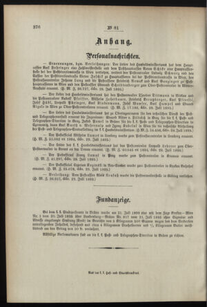 Post- und Telegraphen-Verordnungsblatt für das Verwaltungsgebiet des K.-K. Handelsministeriums 18950814 Seite: 4