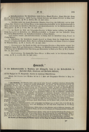 Post- und Telegraphen-Verordnungsblatt für das Verwaltungsgebiet des K.-K. Handelsministeriums 18950816 Seite: 3