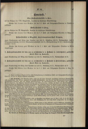 Post- und Telegraphen-Verordnungsblatt für das Verwaltungsgebiet des K.-K. Handelsministeriums 18950821 Seite: 11