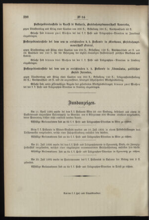 Post- und Telegraphen-Verordnungsblatt für das Verwaltungsgebiet des K.-K. Handelsministeriums 18950821 Seite: 12