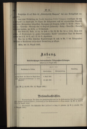 Post- und Telegraphen-Verordnungsblatt für das Verwaltungsgebiet des K.-K. Handelsministeriums 18950821 Seite: 6