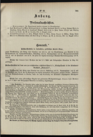 Post- und Telegraphen-Verordnungsblatt für das Verwaltungsgebiet des K.-K. Handelsministeriums 18950822 Seite: 3